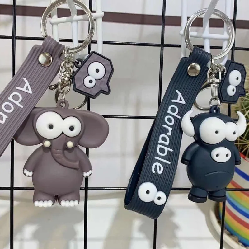 

Funny Cute Eye-Eye Elephant Keychain Cute Cartoon Epoxy Eye-Eye Cow Car Key Chain Ring Bag Pendant Key Chains Accessories