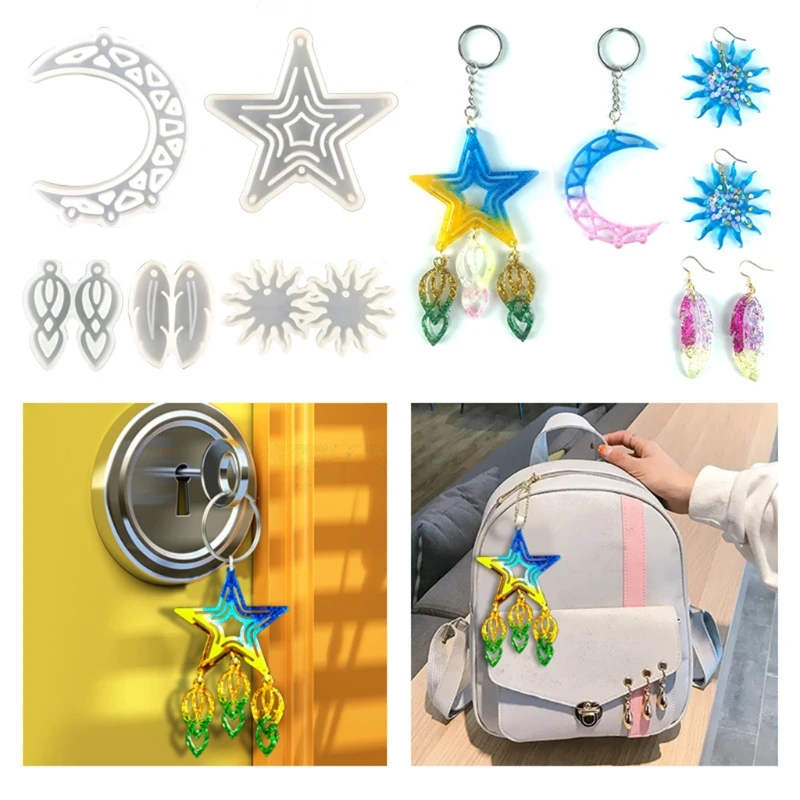 

Dream Catcher Feather Sun Star Pendant Epoxy Resin Mold Earrings Necklace Keychain Silicone Mould DIY Crafts Jewelry Decorations