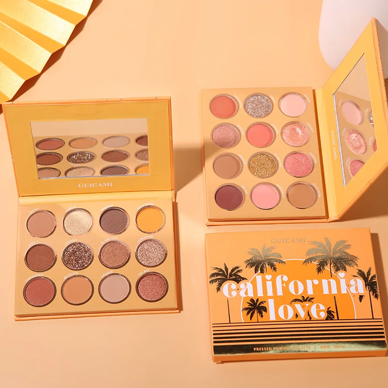 

Professional Eyeshadow Palette 12 Color Popular Pigmented Smooth Shimmer Matte Eyeshadow Pallete Metallic Glitter Makeup Pallete