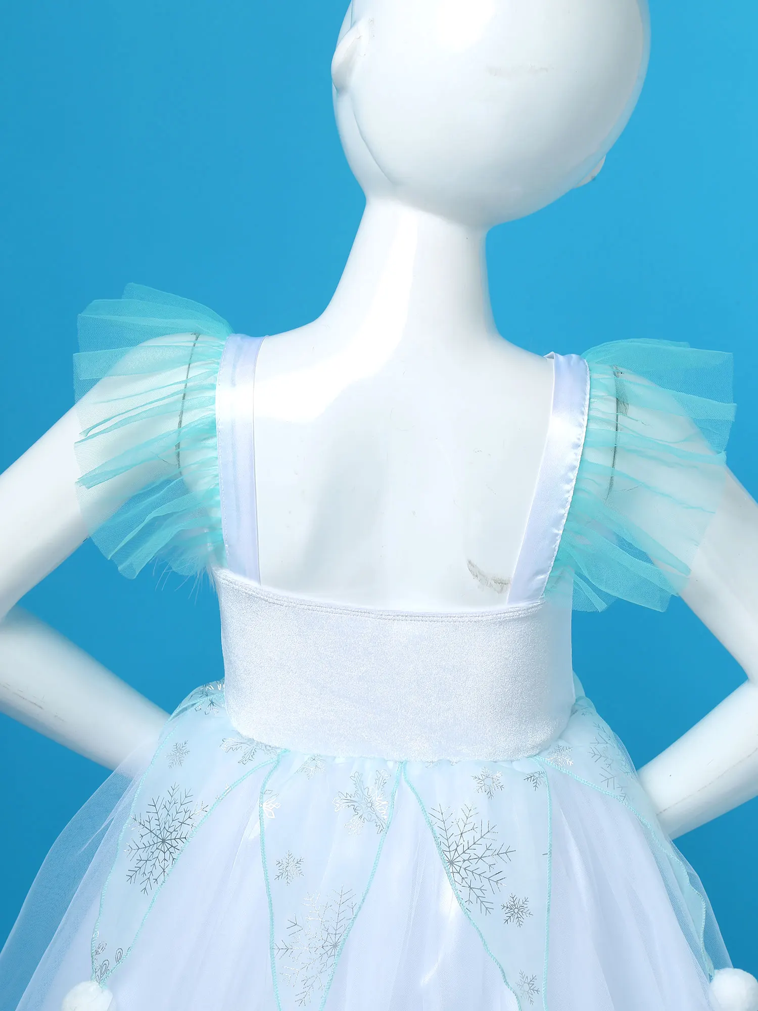 Детское платье для косплея девочек с принтом снежинок Сетчатое платье-пачка без