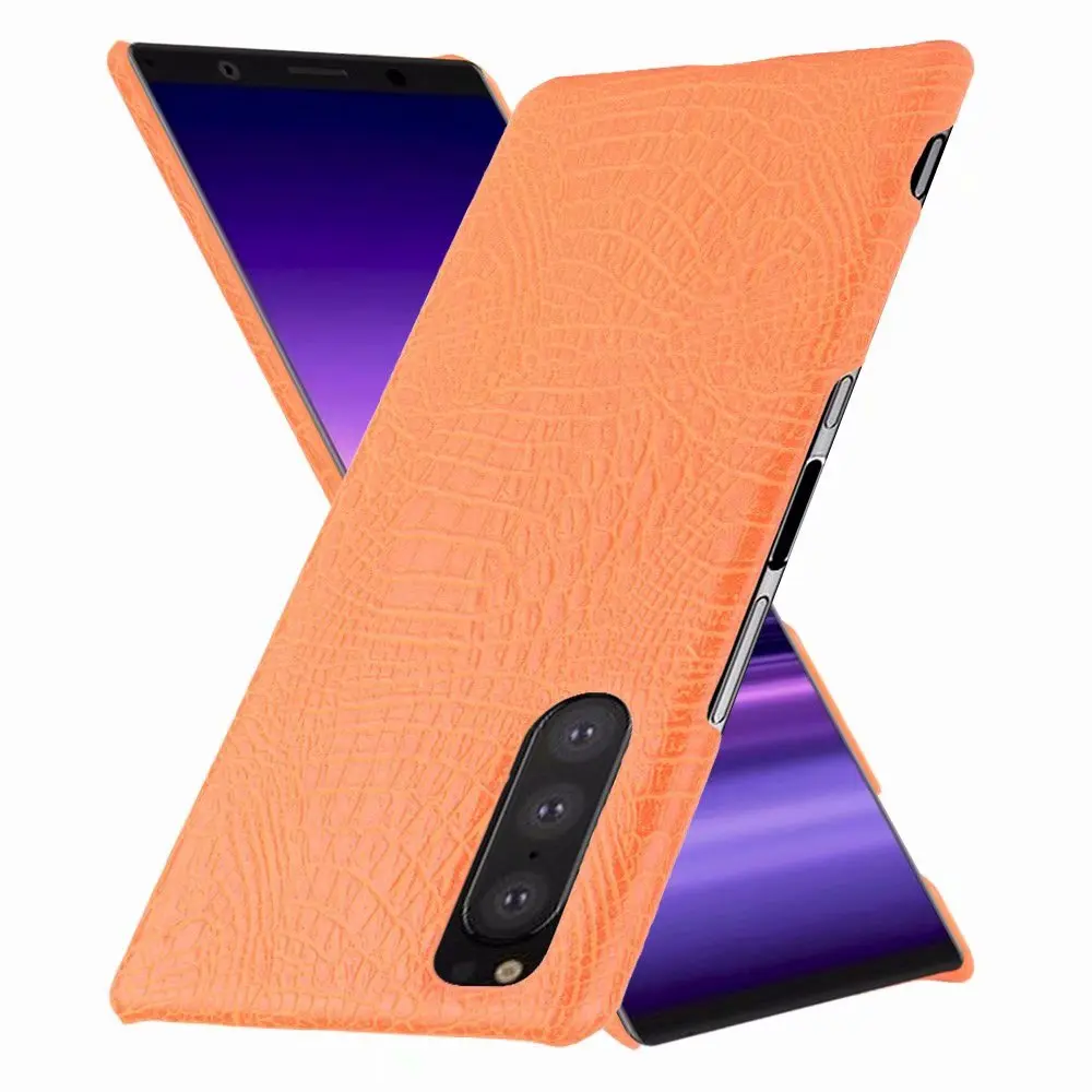 Для sony Xperia 5 чехол Роскошный Crocodiel текстура PU кожа задняя жесткий пластиковый чехол для sony Xperia 5 J8210 J8270 J9210