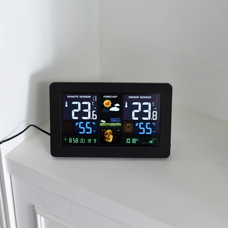 Smart Wireless Wifi Clock Weather Forecast Electronic Display Weather Station Barometer Temperature Humidity Barometer enlarge