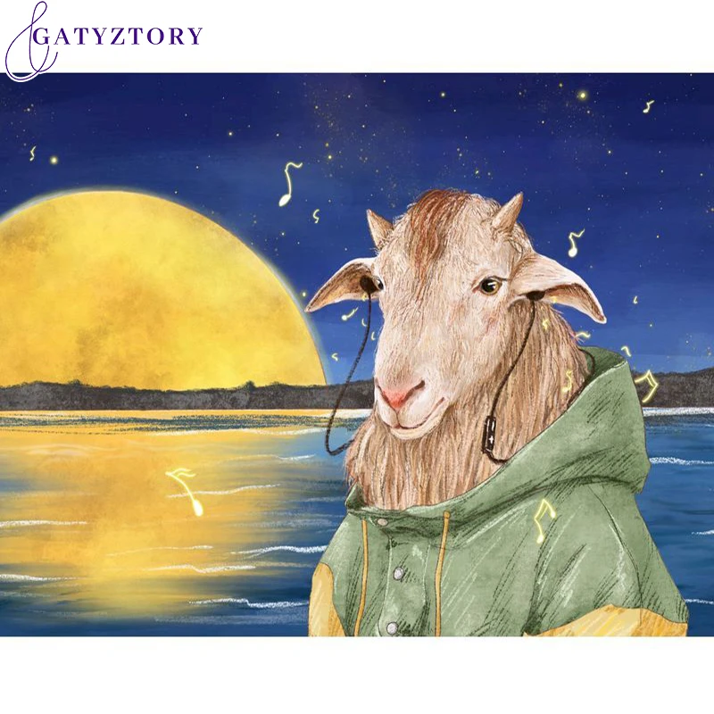 

GATYZTORY Oil Painting By Numbers Goat DIY Paint By Numbers On Canvas Animals Frameless 60x75cm Home Decor Wall Art