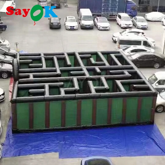 Огромный надувной лабиринт 10x10x2 5 игровой с препятствиями воздуходувкой для