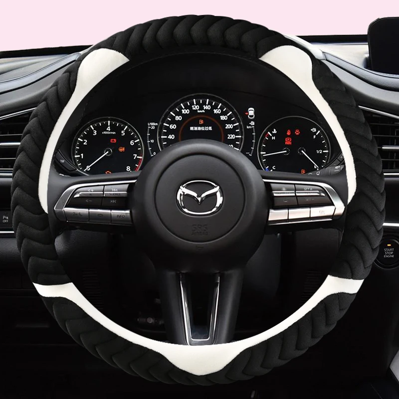 

PLUSH 38CM Car Steering Wheel Cover for CX-3 CX-4 CX-5 CX-7 CX-9 Mazda 3 Axela 6 Gh Gj Demio Anti-Slip Funda Volante
