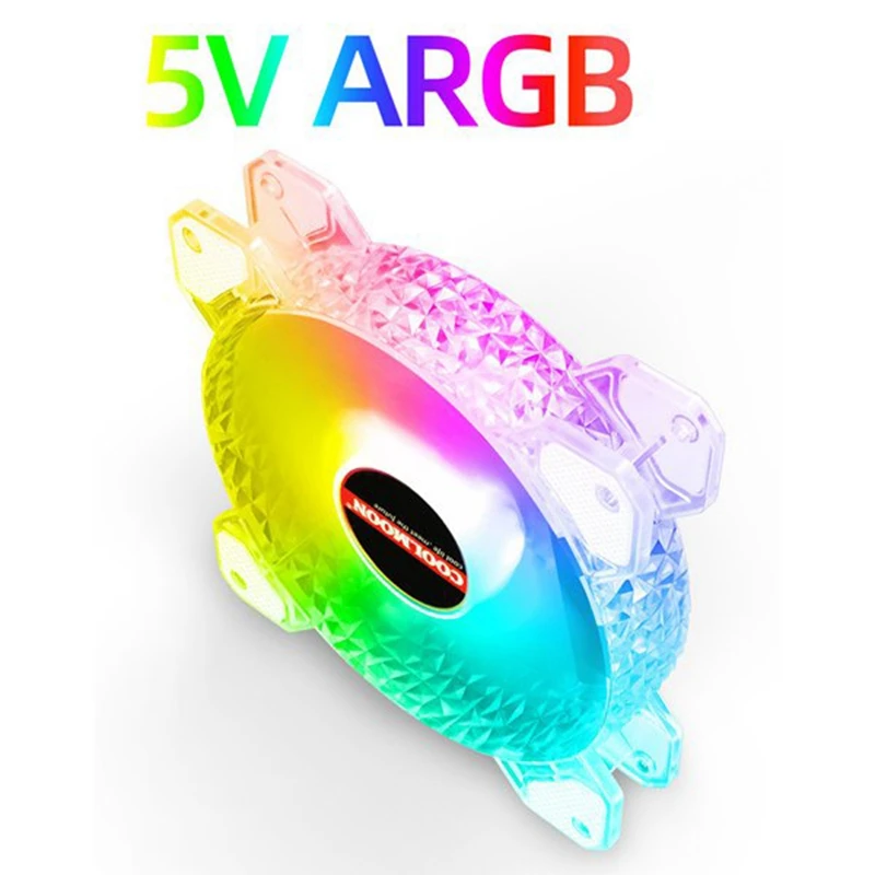 

COOLMOON ARGB Chassis Fan 12cm Mute PWM Intelligent Temperature Control Chassis Fan Cooling Controller CPU Fan PC Fan (5 Pcs)