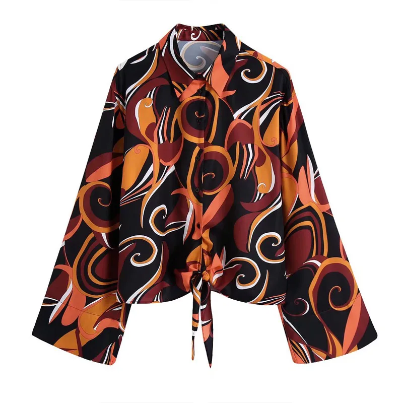 

Women Summer Shirts Blouses Tops 2021 Fashion Vintage Loose Print Bow Tie Female Casual Street Top Clothing Blusas