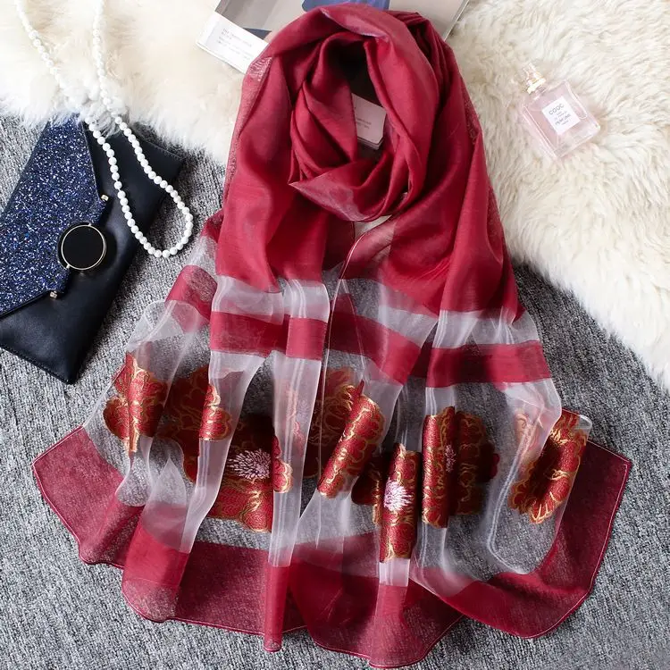 

Women Colorful Flower Printing Lace Scarf Long Soft Wrap Shawl Stole Pashmina Long Soft one