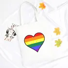 Холщовая Сумка-тоут, сумочка, шесть цветов любви, радуга, любовь, женские сумки для покупок, художественная готика, кавайная винтажная сумка для учеников