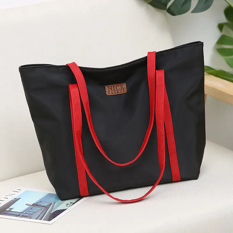 

Large Capacity Casual Handbag Women's Oxford Cloth Shoulder Bag Waterproof Cloth Bag Fashion Shopping Bag for Female Students