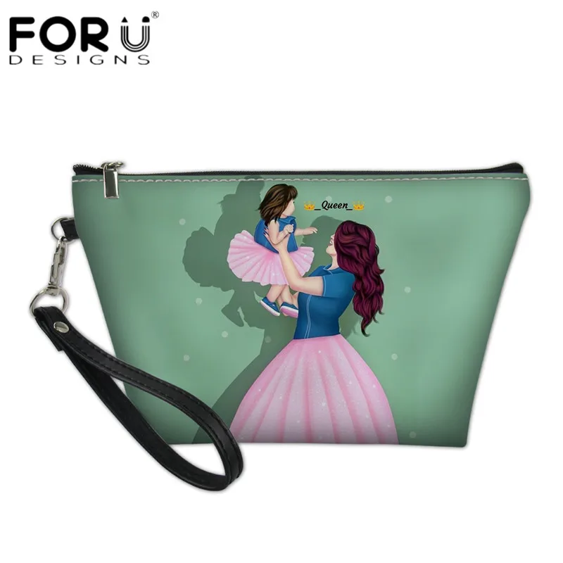 FORUDESIGNS/черные коричневые волосы для мамы и дочки, розовые косметички с принтом, кожаные женские дорожные косметички на молнии, сумка-Органайзер для ванной - Цвет: HMA486Z8