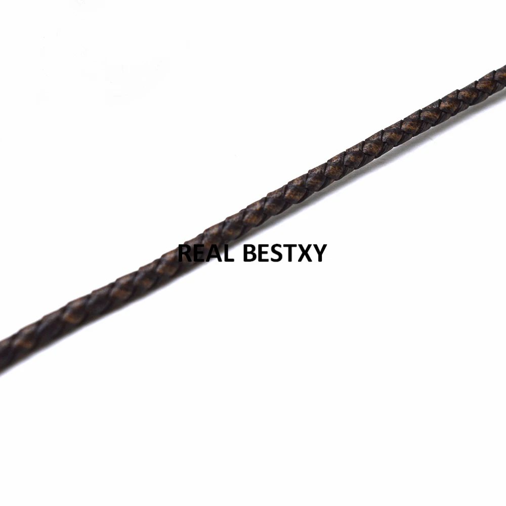 Плетеный шнур из натуральной кожи под старину 1 м около 3 мм