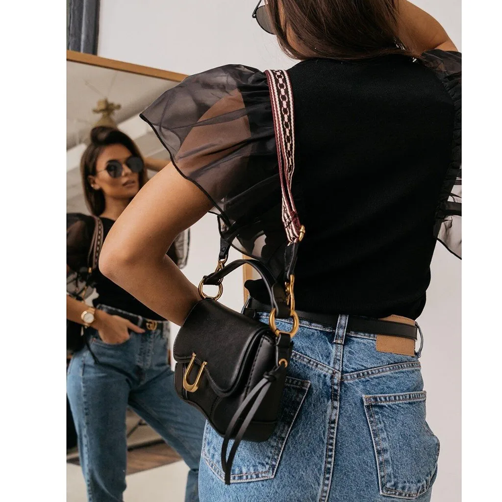 Элегантная пикантная блузка в рубчик с рюшами Женские Прозрачные топы и блузки