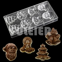 santa claus bell christmas trepolycarbonate chocolate mold for baking pastry candy bonbon mould confectionery tool bakeware