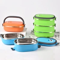 123 layer rectangle stainless steel thermal lunch box food storage container student lunch box double layer insulation lunch