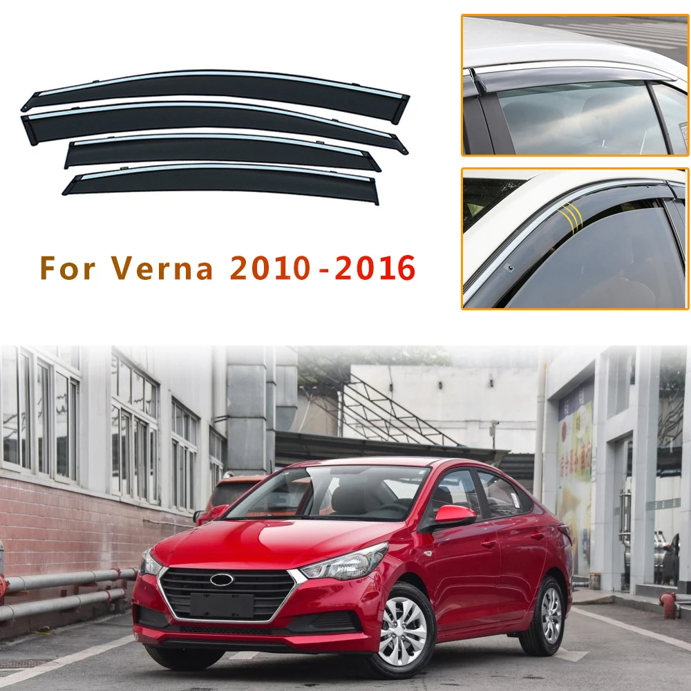 

4PC Injection molding trim vent shade rain sun wind deflector window visor For Hyundai VERNA 2010 2011 2012 2013 2014 2015 2016