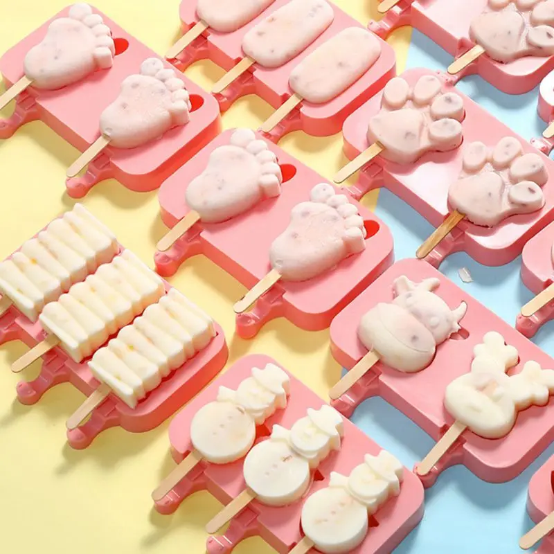 Симпатичная форма для мороженого с крышкой силиконовая домашнего ручной работы