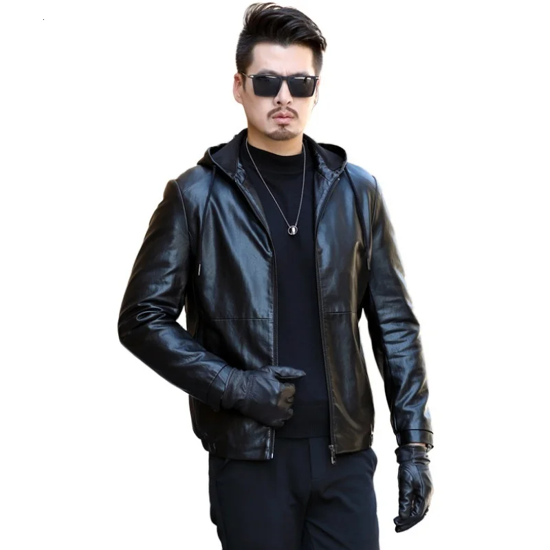 Новинка 2020 модные мужские кожаные куртки пальто Осень зима повседневные теплые с