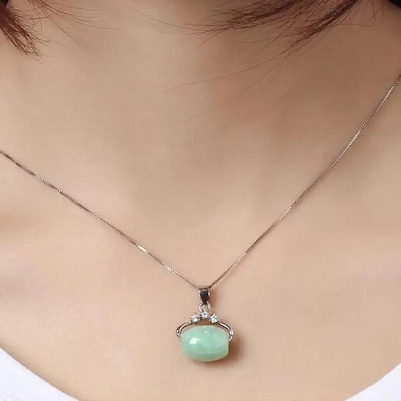 Натуральный Бирма грузовой транспортер паспарту жадеит кулон ожерелье Мода S925