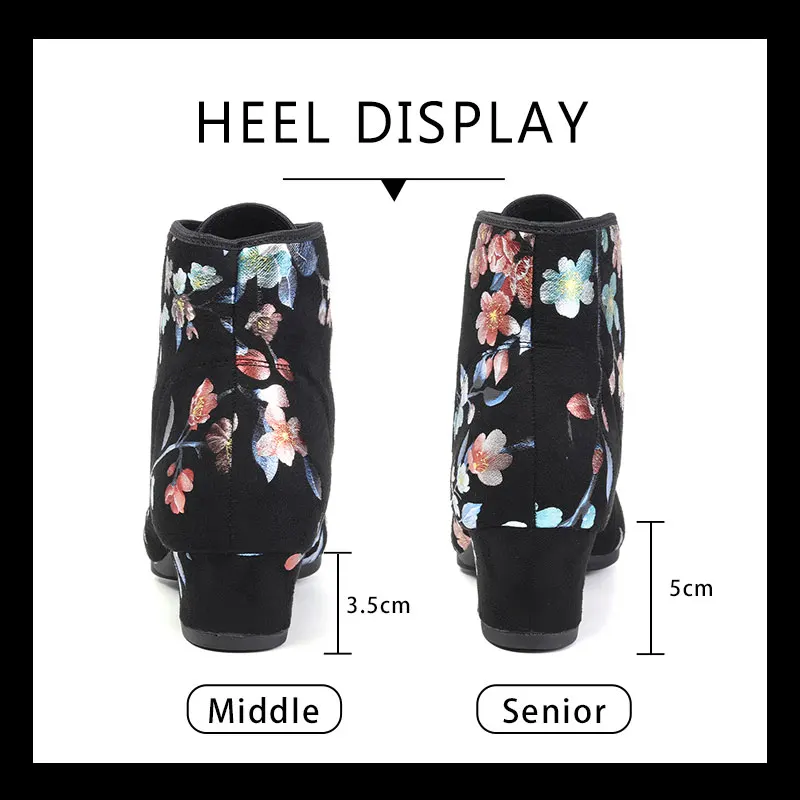 SWDZM Women Modern Latin Dance Shoes Ladies Tango Ballroom Shoes Dance Sneaker Oxford Cloth Suede Sole Practice Shoes 3.5/5cm