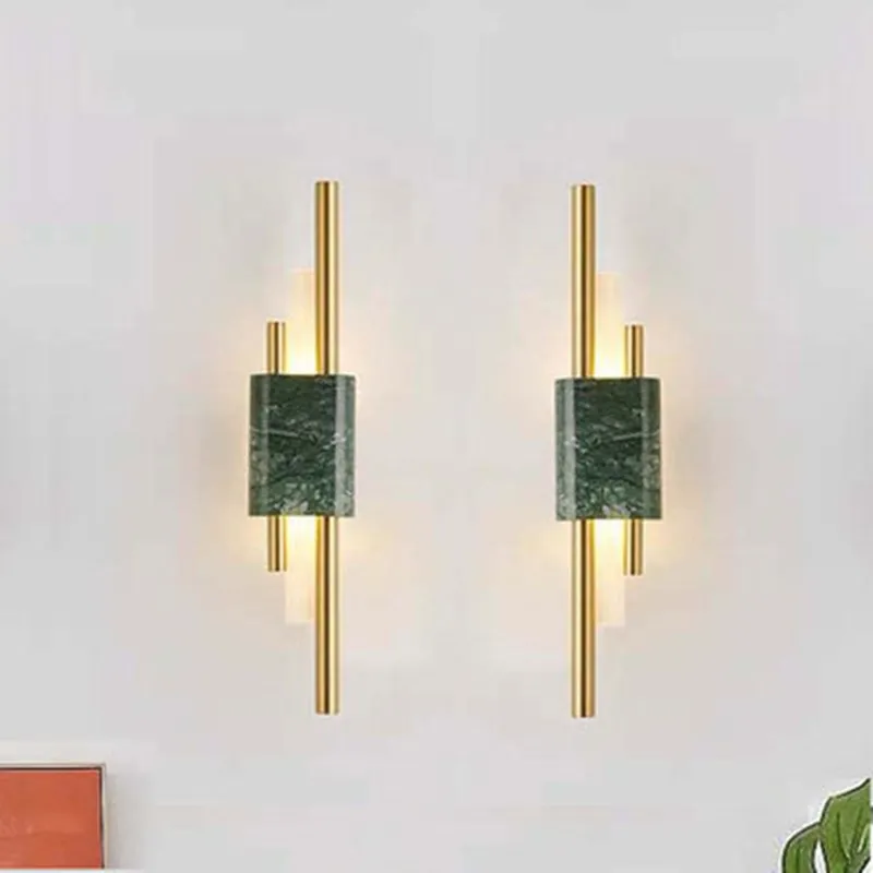 

Nordic Simple parlor aisle decorative LED wall lamp living room wall background modern hotel bedroom bedside marble wall sconce