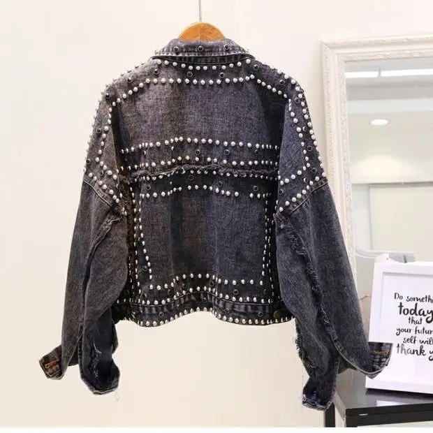 Куртка женская джинсовая с отложным воротником повседневная Короткая свободная