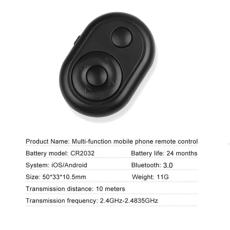 

Mini Wireless Bluetooth Remote Shutter Controller Button Self-timer Camera Stick Shutter Release Phone Page Turning Controller