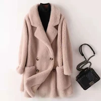 fake fur coat high quality australian womens wool coats thick warm elegant loose large size long outwear winter coat for women