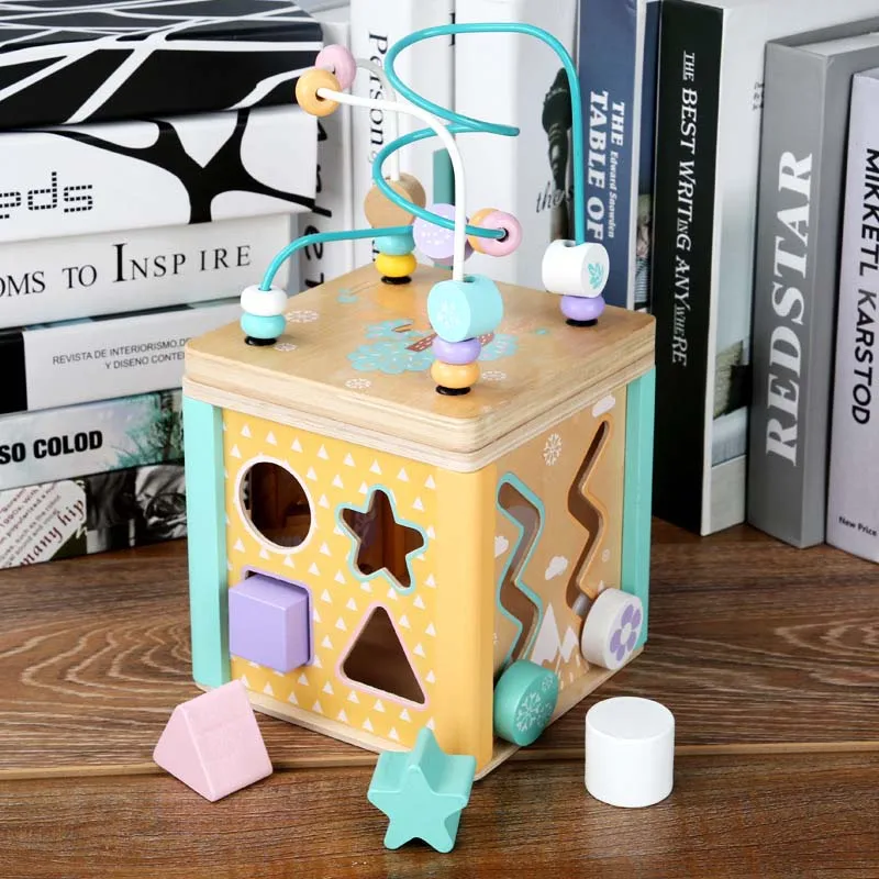 

Wooden Montessori Beaded Maze Shape Recognition Toy Cartoon Clock Learning Children Preschool Education Toy Math Toys Baby Toys