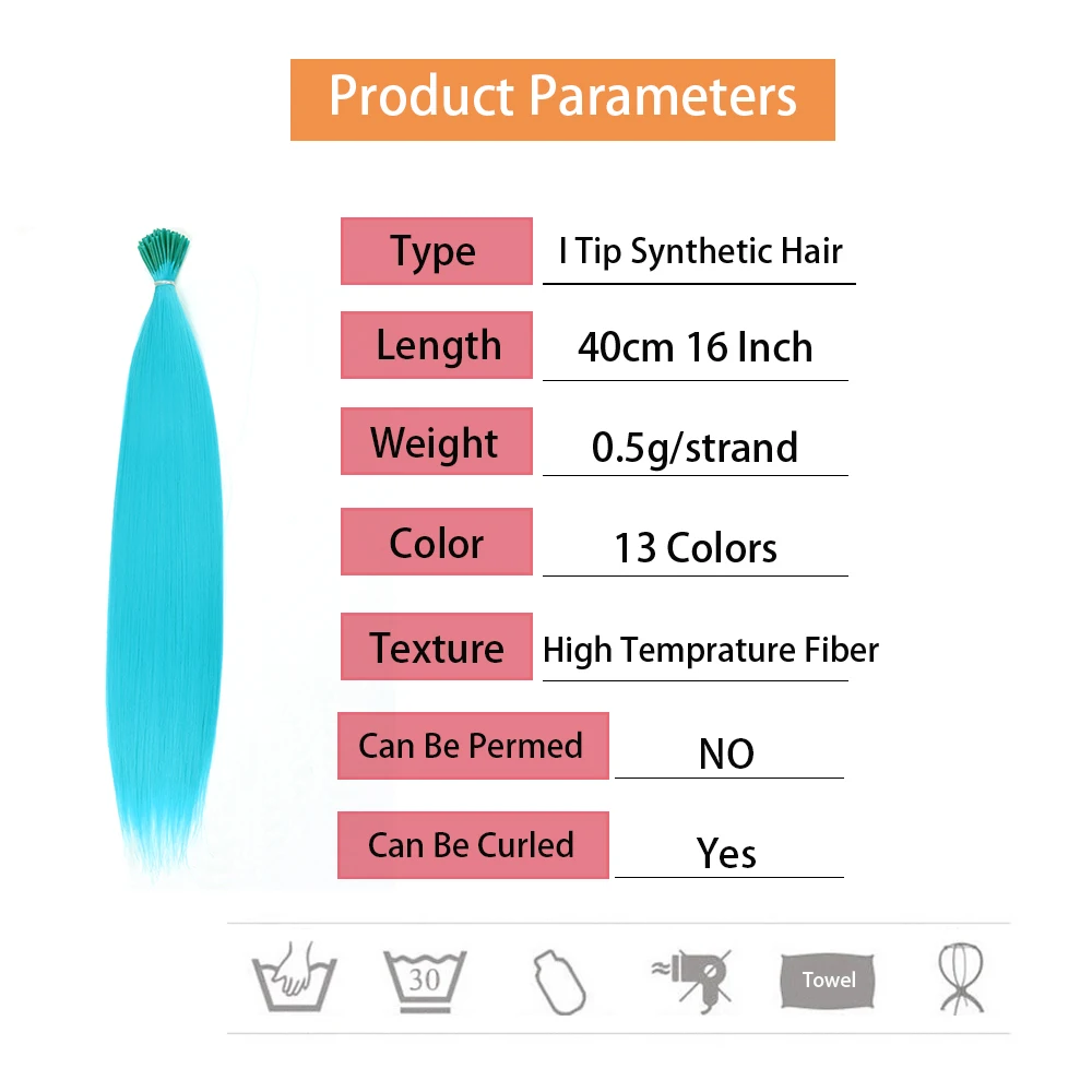 Набор для наращивания волос Синтетический с кончиком I кератиновая палочка 16