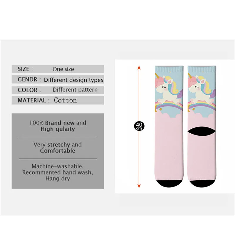 Новые милые хлопковые носки с единорогом для женщин забавные женские милыми
