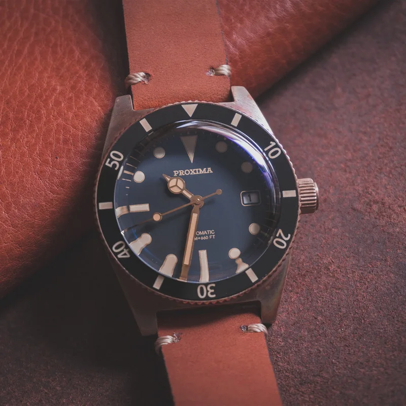 Часы мужские автоматические бронзовые водонепроницаемые механические наручные