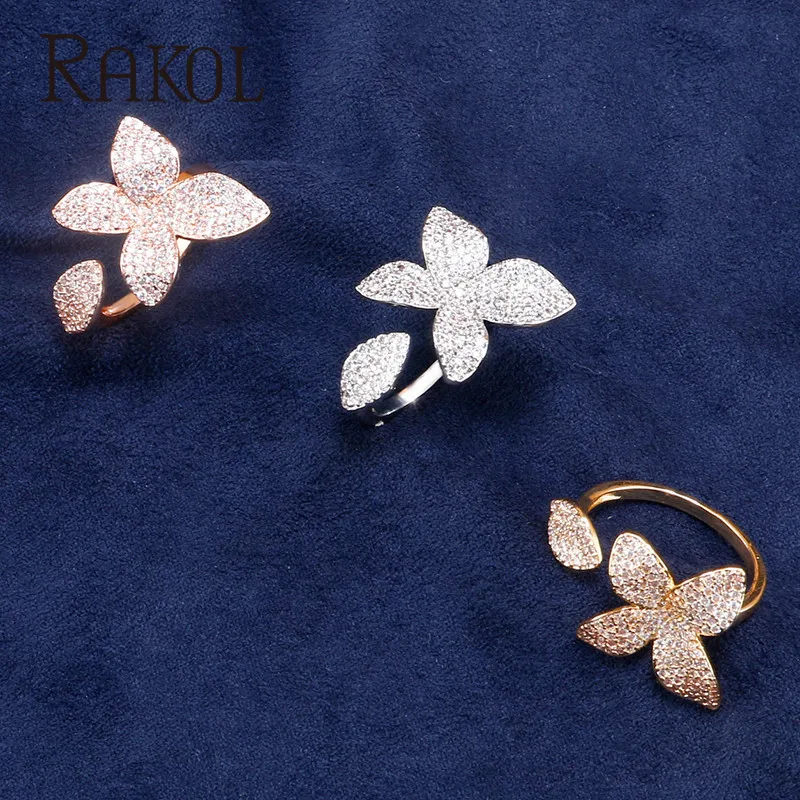 Обручальные кольца RAKOL уникальный дизайн форма листа кубический циркон