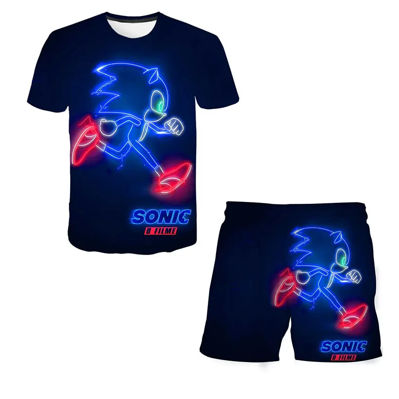 

Kids love it 3D Sonic T-Shirt sets Anime Cartoon Short Sleeve Shorts Boys Fashion Harajuku Children's Tops birthday present