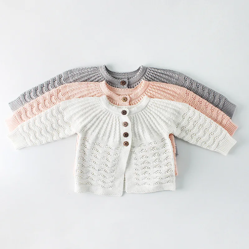 Трикотажное пальто для новорожденных девочек Осень-зима теплые свитера с