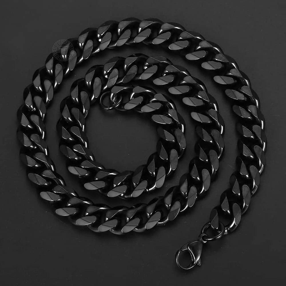 

9mm/11mm Punk Stainless Steel Curb Chain Necklace Silver color Gold Black Link Chain Heavy Hip Hop Jewelry KNM07A