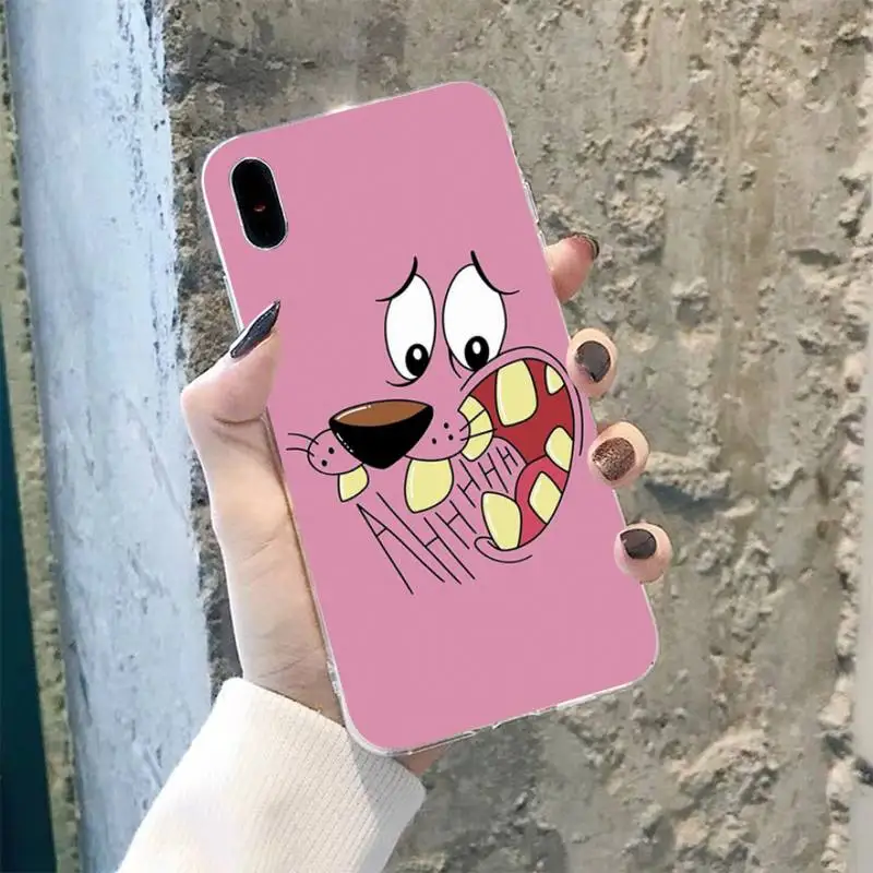 

TOPLBPCS cartoon courage cowardly dog Silicone Black Phone Case for iPhone 8 7 6 6S Plus X 5S SE 2020 XR 11 pro XS MAX
