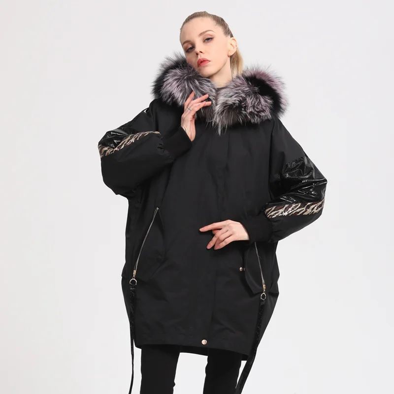 

Parker Overcome Female Winter New Loose Fur Coat Fox Fur Collar Detachable Rex Rabbit Fur Inner Bladder Fur Integration