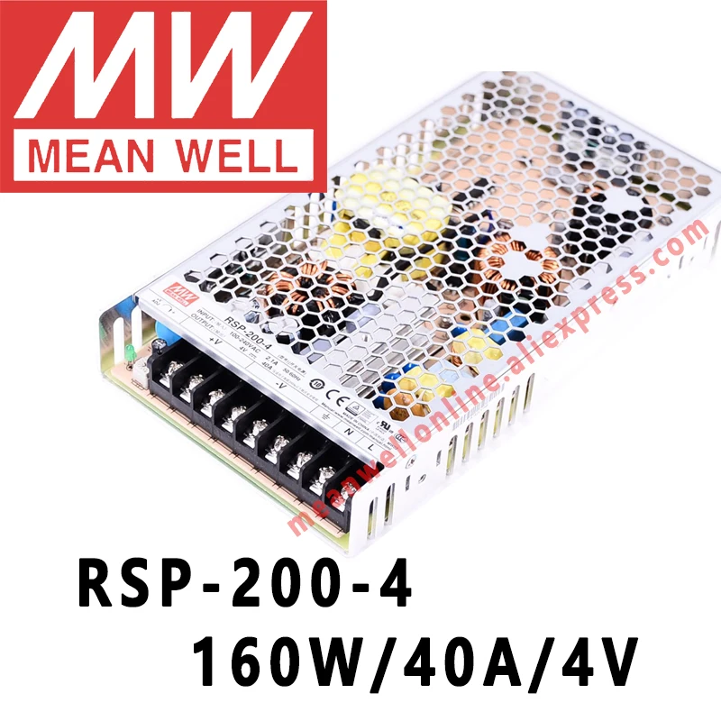 Mean Well RSP-200-4 meanwell 4 В постоянного тока/40 А/160 Вт с одним выходом и функцией PFC, Интернет-магазин электропитания