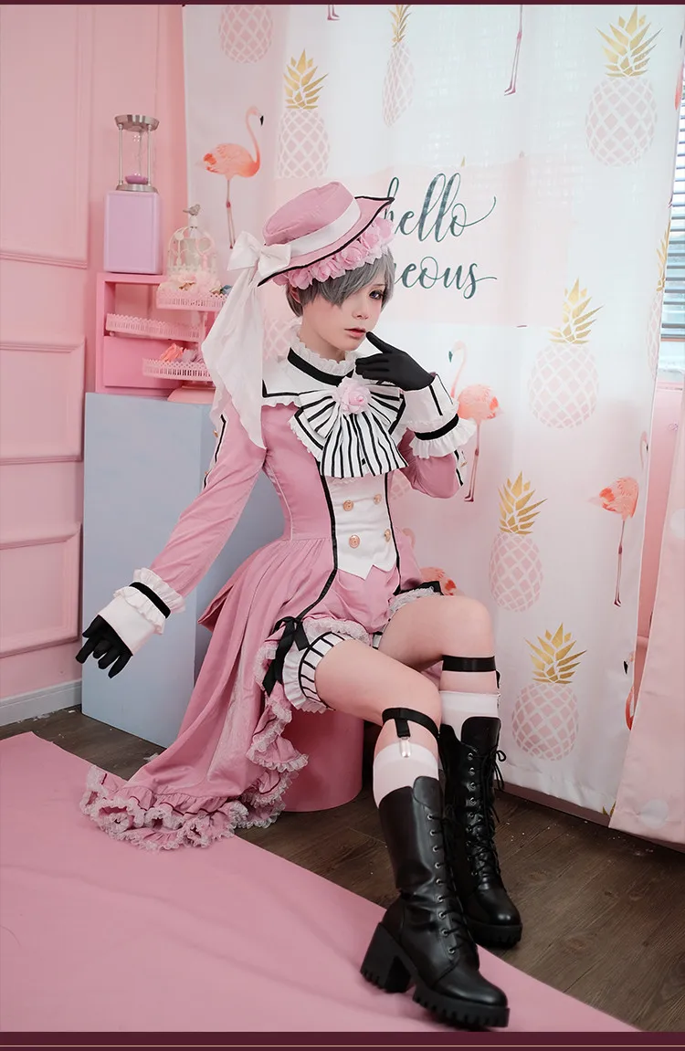 Аниме Черный дворецкий костюм для косплея Ciel Phantomhive Robin платье лолиты на Хэллоуин B