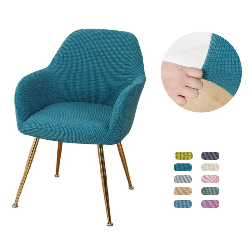 

Solid Color Armrest Arc Back Chair Cover Washable Removable Seat Cover Polar Fleece Hotel Home Banquet Club Stretch Funda Silla
