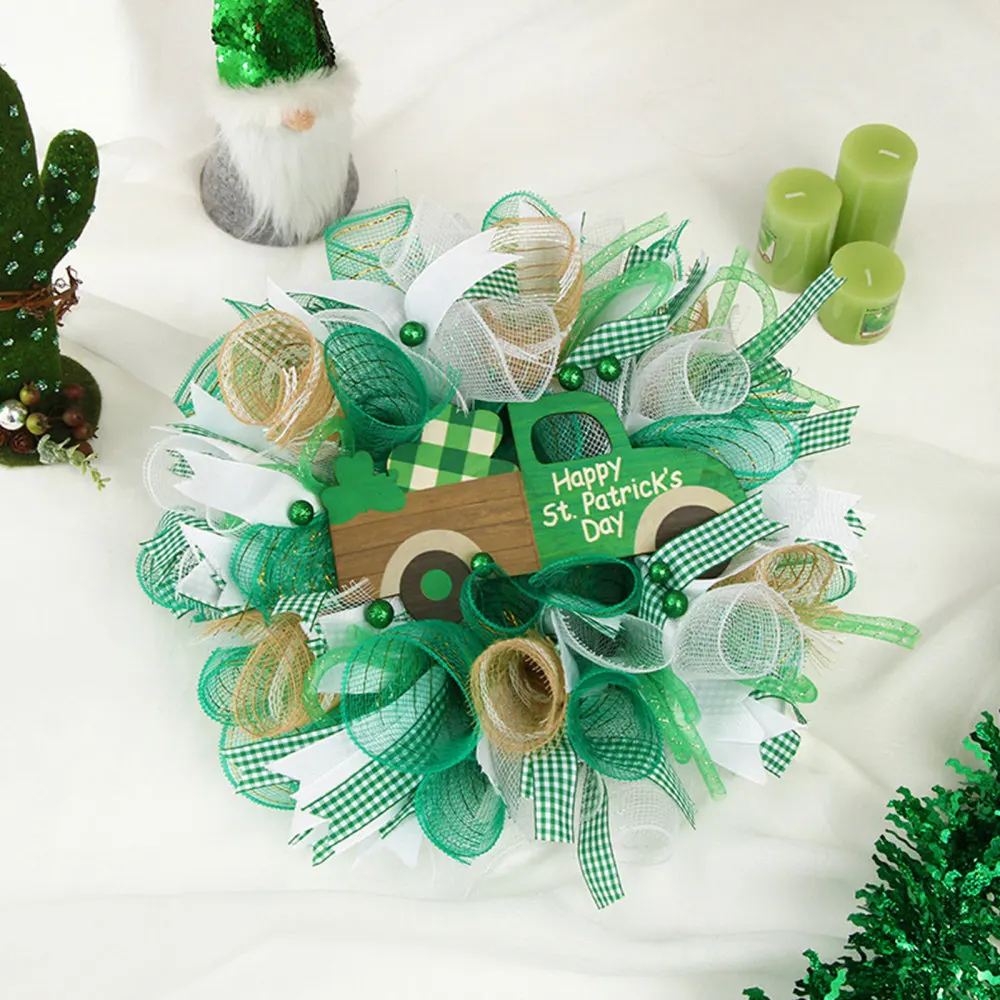 Украшение для ирландского фестиваля венок из ленты гирлянда кулон в виде клевера