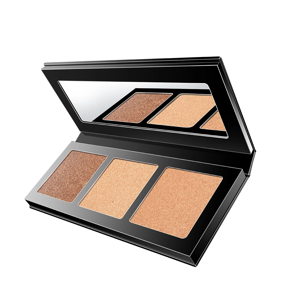 Кан 3 цвета блеск косметическое средство Палетка пудры макияж для лица бронзер