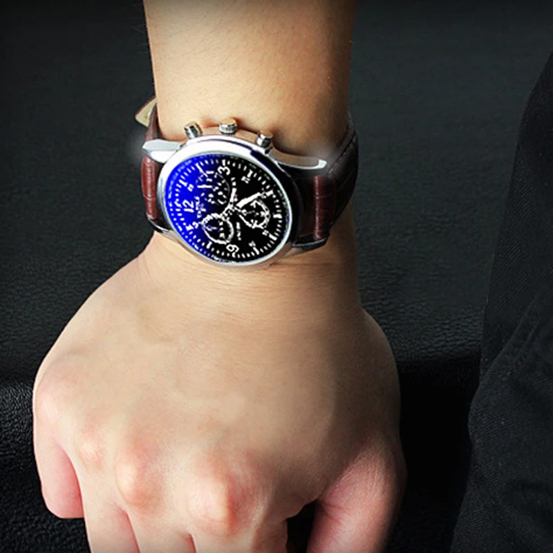 Роскошный Бизнес футляр для наручных часов PU кожаный ремешок часы кварцевые