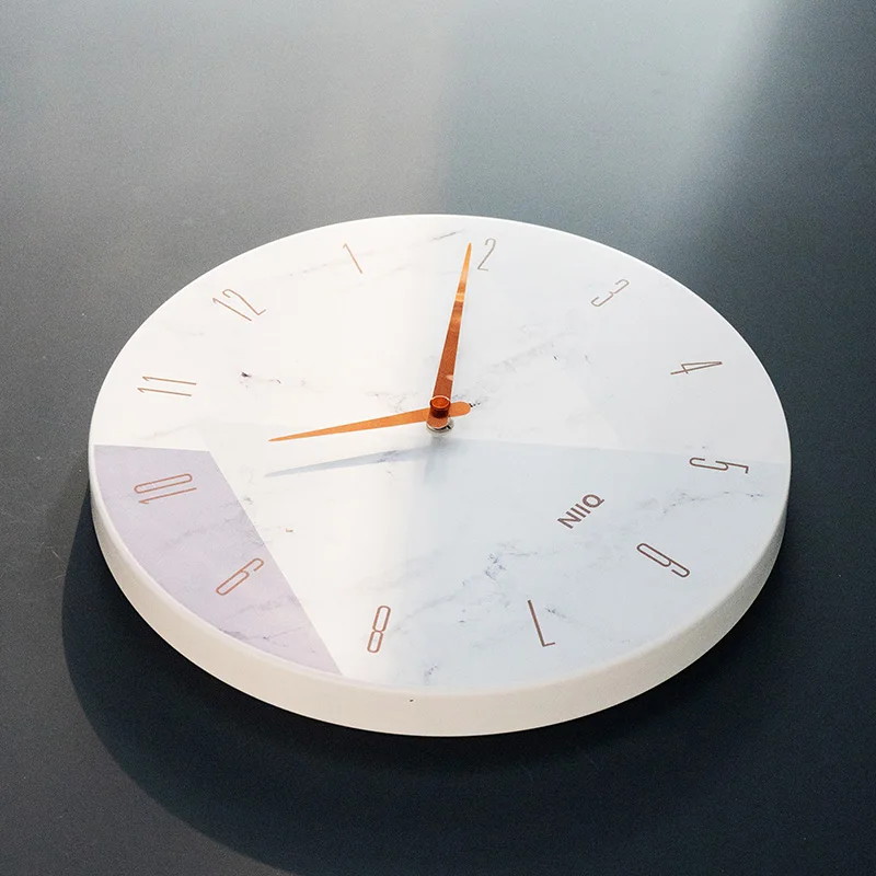 

Nordic Marble Wall Clock Modern Design Metal Creative Stylish Wall Clocks Bedroom Silent Reloj Pared Decorative Clock BG500