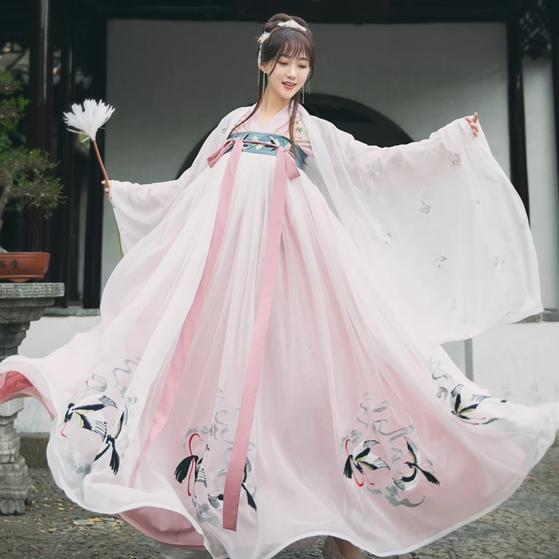 

2020 Improve Women Princess Fairy Costume Chinese Pink Hanfu Clothing Traditional Ancient Dress Stage Classic Tang Suit DWY2793