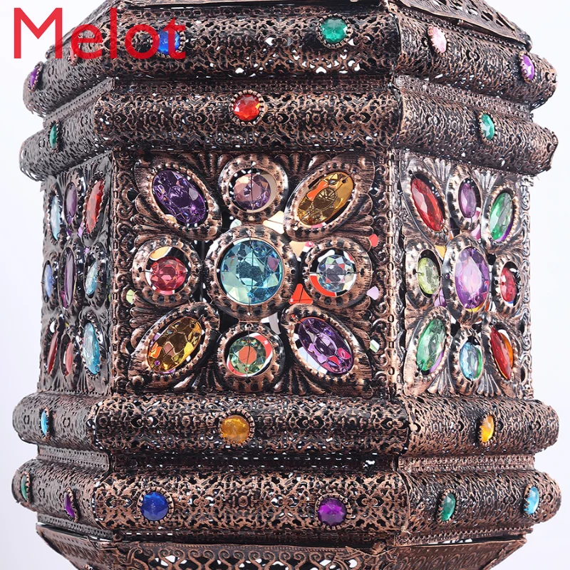 

Thailand Handmade Iron Hollow Carved Chandelier Living Room Sofa and Tea Table Lamps Southeast Asian Style Lighting