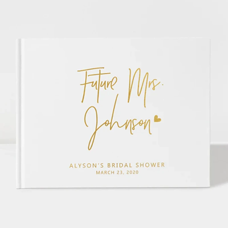 

Personalized Bridal Shower Guest Book,Future Mrs Guest Book,White and Gold Wedding Guestbook,Colour Choices Available Editable