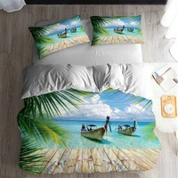 helengili 3d bedding set beach holiday scenery print duvet cover set bedclothes with pillowcase bed set home textiles