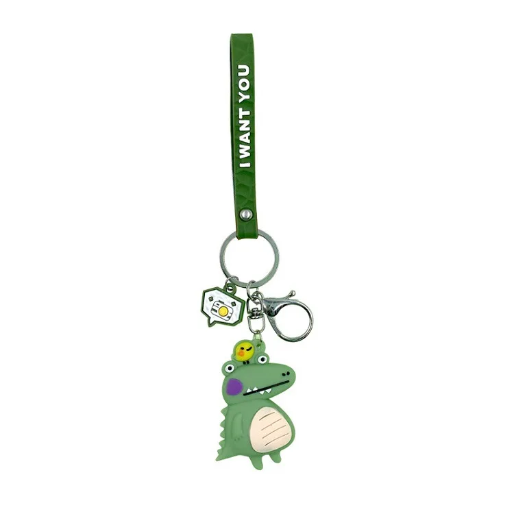 

2020 Animal KeyChain Eco-Friendly PVC Crocodile Female Key Chains Children Cartoon Cute Girl Green Pink Fun Lover Key Ring